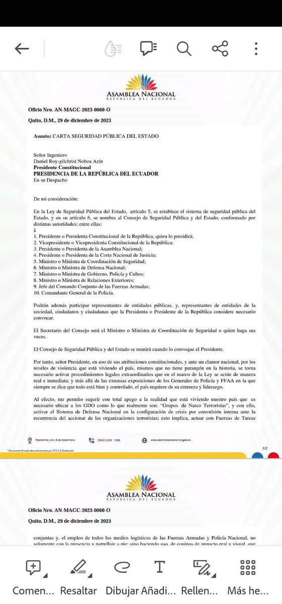 LlamingoE's tweet photo. ¡ @GissMolinaEC ASAMBLEÍSTA DE GENTE BUENA SOLICITÓ SE DECRETE ESTADO DE EXCEPCIÓN EN DICIEMBRE DE 2023!

“Los GDOs, tiene tomado el país a través de distintas estructuras a nivel país”, así lo advirtió la legisladora de @GENTEBUENAECU, en una solicitud emitida a @DanielNoboaOk. https://t.co/4a6ok6hWFy