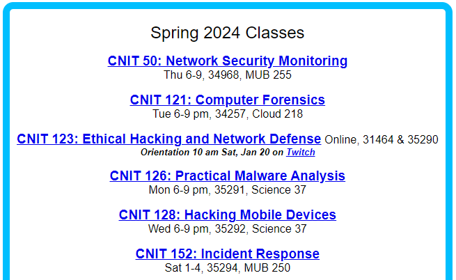 DfirDiva's tweet photo. Want to learn Computer Forensics, Incident Response, Malware Analysis and more? Today's Training Tuesday Highlight is @sambowne who makes the college classes he teaches at City College of San Francisco freely available to everyone!

Upcoming classes are livestreamed on Twitch (https://t.co/2jTD4r1T70)

The recordings for previous classes are available here (https://t.co/TBUIxf4WHS)

#incidentresponse #malwareanalysis #DFIR #digitalforensics #DFIRDivaTTH