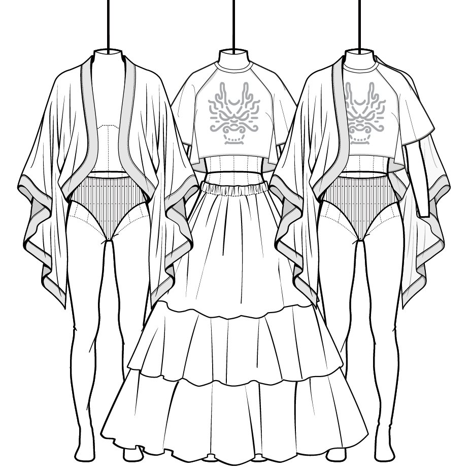 SketchArchive's tweet photo. Abbie in #dragon #cropped #maxi #layered #kimono #cape #fashion #design #illustration #illustrator #CNY2024 #techpack #techpackservice #techpacker #techpackcompany #techpackstudio #techpackprovider #techpackartist #techpackentrepreneur #nft #nftfashion #nftart #nftstyle https://t.co/CJ1QMiSFIT
