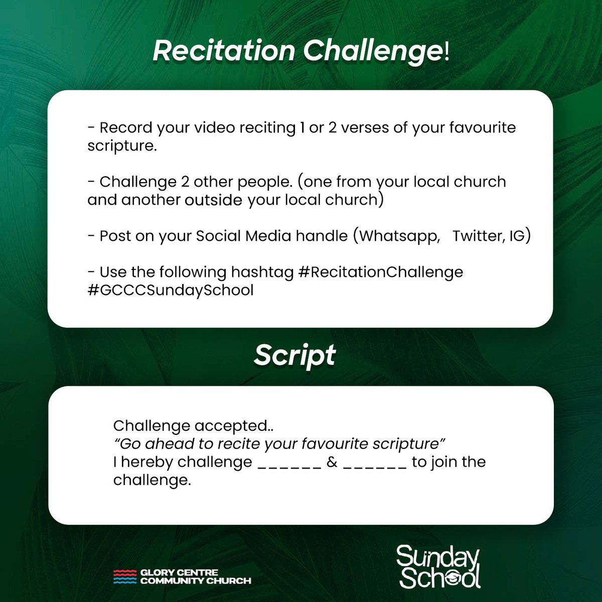 AdegbolaIG's tweet photo. #biblerecitationchallenge
#gcccsundayschool
I hereby challenge @AdesolaOyebamji and @Shodola_Moses
You can jump on this and challenge anyone!!!
Let's reinforce the Bible memorization culture! https://t.co/BHPe3jwZg7