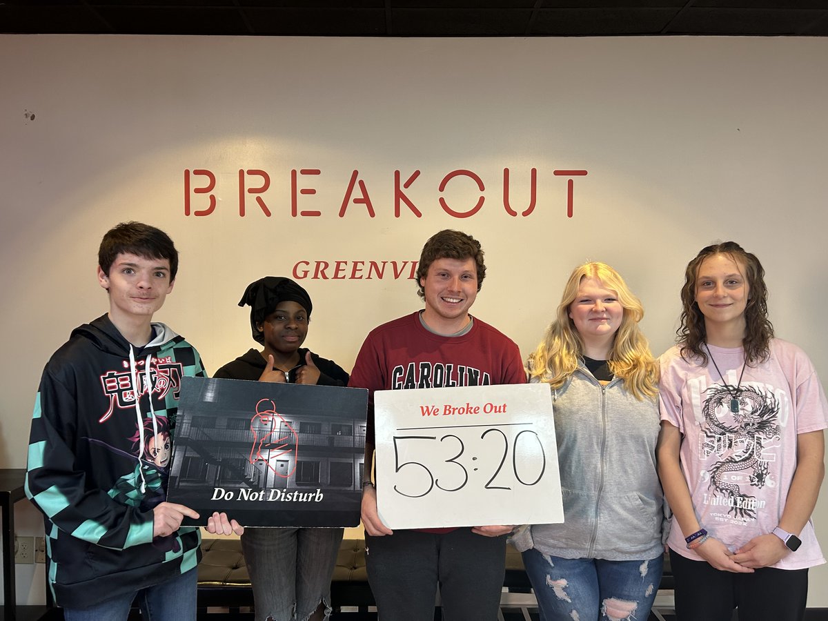 ConnieMaxwellCM's tweet photo. We finished up Christmas break by trying out some escape rooms at Breakout Games in Greenville. We are proud of Mr. Tanner and his group for breaking out of their room! Thank you to those who make trips like these possible.

#ForTheDreamsOfChildren #ConnieMaxwell https://t.co/OuK7gTUlPh