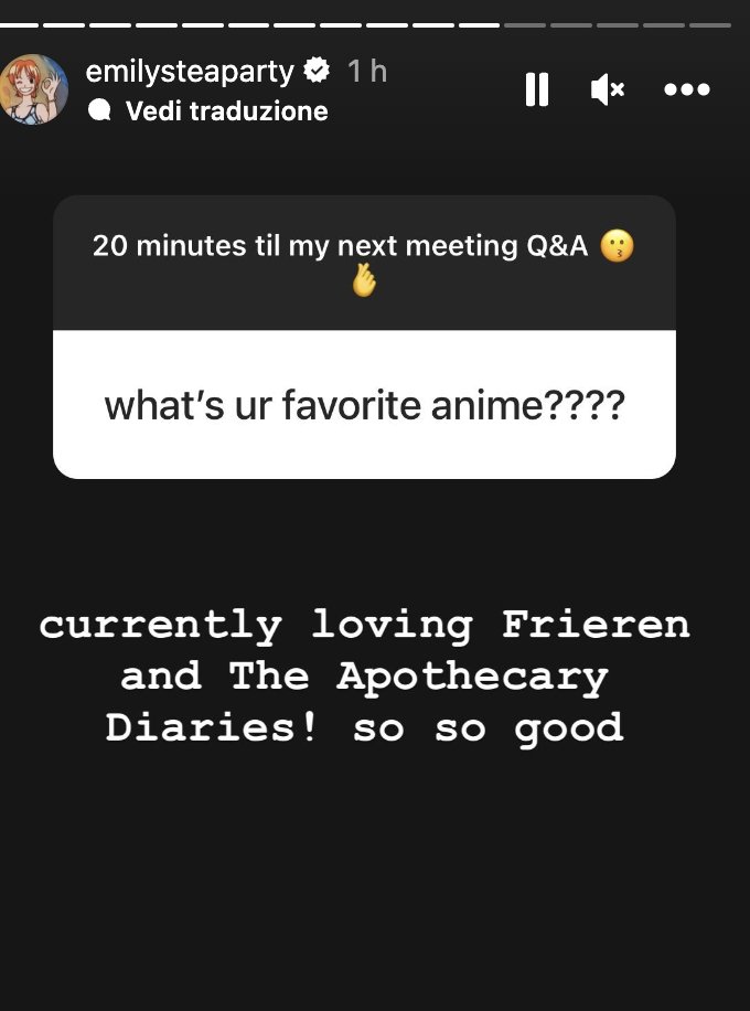 TankobonPod's tweet photo. Nostra sorella Emily Rudd (Nami nel live action di One Piece) evidentemente grande fan di manga ed anime (ed evidentemente anche del nostro podcast) ha iniziato a vedere Frieren ed ha apprezzato. Che dire? Forse dovreste iniziare anche voi https://t.co/X5SwjicLID