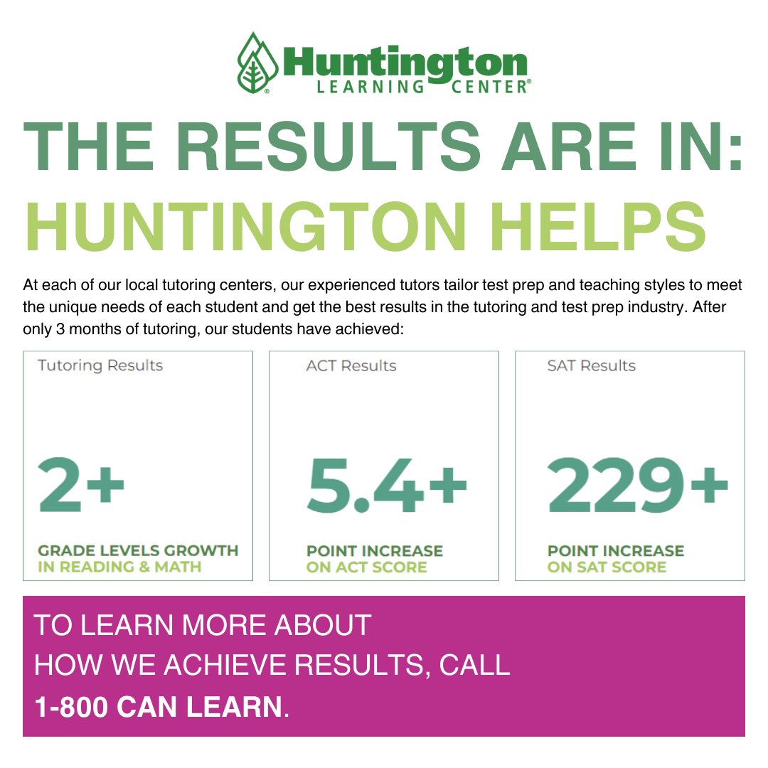 John Champe PTSA (@champeptsa) on Twitter photo We are thankful for our featured sponsor, <a href="/SouthRidingHLC/">South Riding Huntington Learning Center</a>. You may know them for our SAT practice exams, but they offer much more for the community. Call them at 1-800 CAN LEARN to find out how they can help your student! #johnchampeptsa #howweptsa
huntingtonhelps.com/center/south-r… We are thankful for our featured sponsor, <a href="/SouthRidingHLC/">South Riding Huntington Learning Center</a>. You may know them for our SAT practice exams, but they offer much more for the community. Call them at 1-800 CAN LEARN to find out how they can help your student! #johnchampeptsa #howweptsa
huntingtonhelps.com/center/south-r…