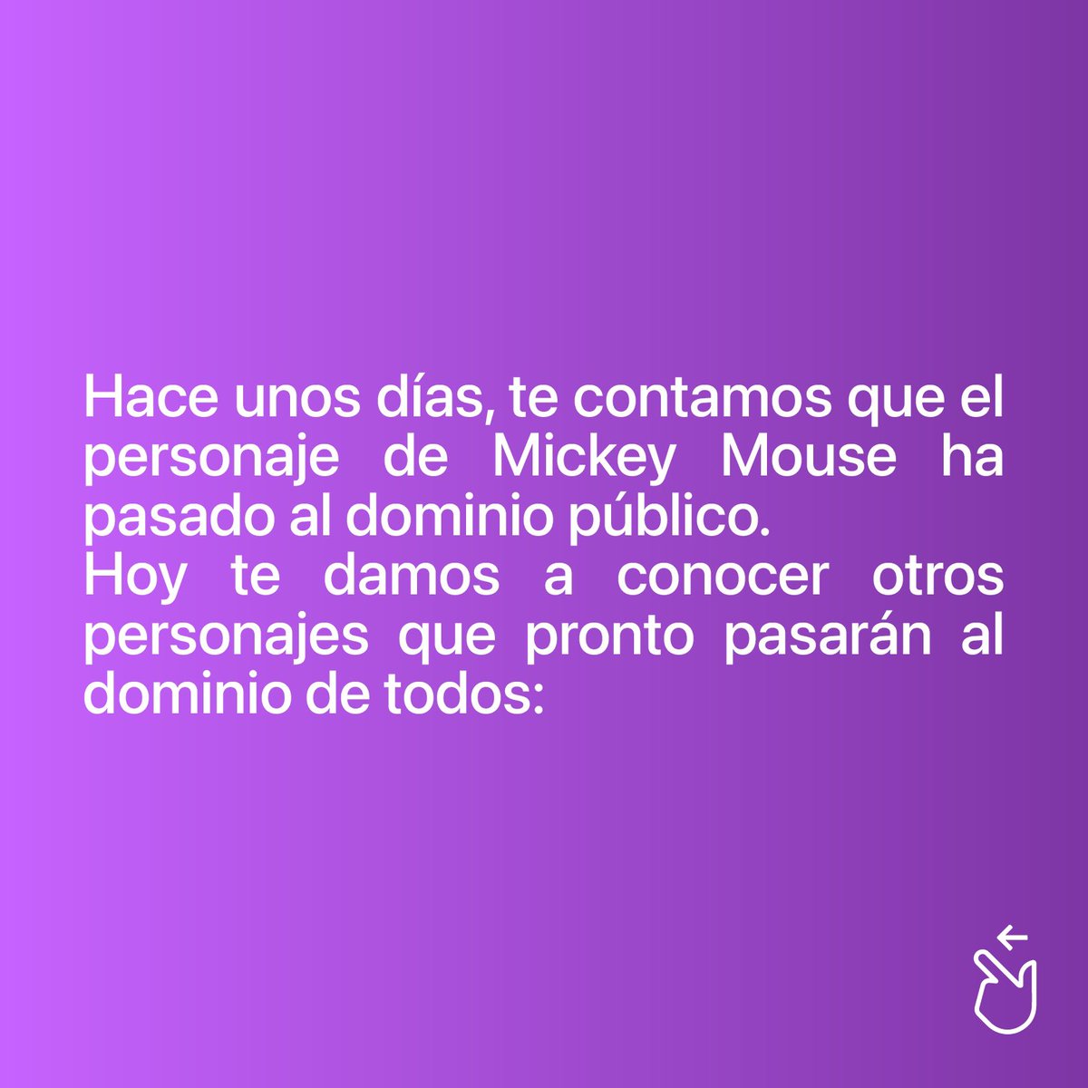 Digitandord's tweet image. La ley de propiedad intelectual cumple su función hasta unos años establecidos luego de la muerte del autor, y debido a eso próximamente podremos tener estos personajes al dominio público aparte de Mickey Mouse. 🤩

¿Qué les parece?

#Digitando #RD