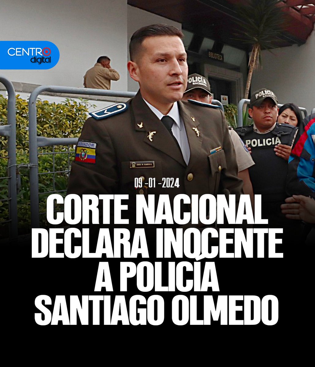 radiocentroec's tweet photo. #ATENCIÓN | “LO VOLVERÍA A HACER, PARA SALVAR VIDAS”. 

La Corte Nacional de Justicia dictó la inocencia del policía Santiago Olmedo, acusado de extralimitación de la fuerza al disparar a dos delincuentes, tras cometer un asalto, hace más de dos años.
En dos instancias anteriores, lo habían encontrado culpable, por lo que enfrentaba una sentencia de 13 años de prisión.
