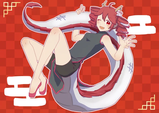 まつしまつきさんの、ニッコリ笑顔がキュートなテトさん!ドラゴンな姿がとっても素敵だホー(*'艸`*)【】 #piapro #重音テト 