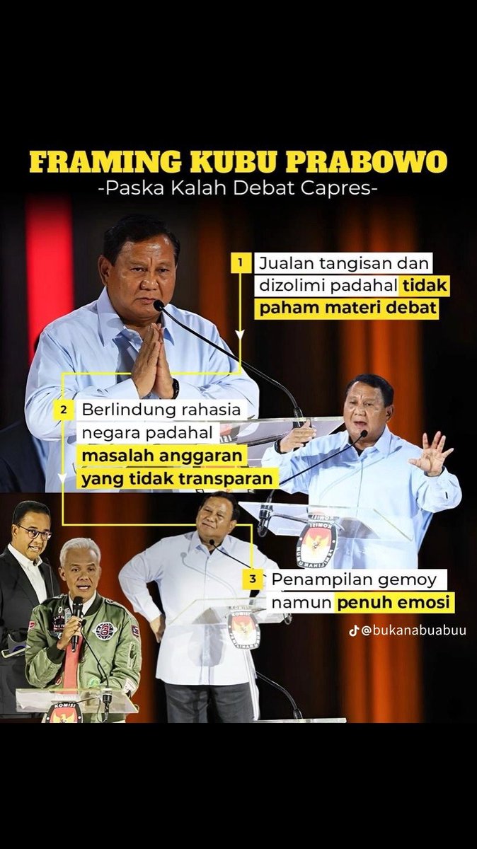 Ooo ini asal mula bajer Prabowo disuruh rame2 nangis gemoy. Katanya rahasia2 padahal emang ga ngerti jawabannya apa. 🤣
