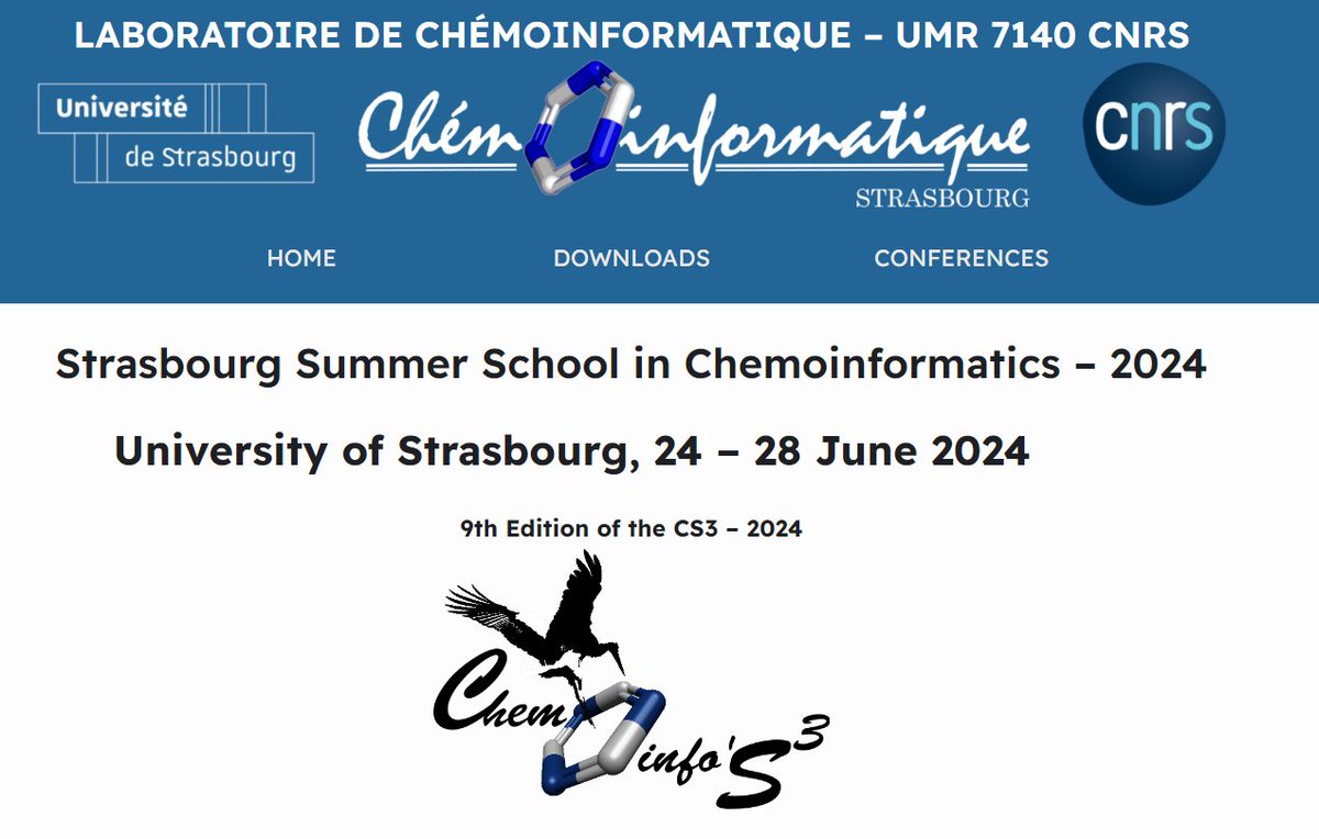 I am Looking forward to the Strasbourg Summer School in #Chemoinformatics – 2024. Registration is open: infochim.chimie.unistra.fr/?p=973