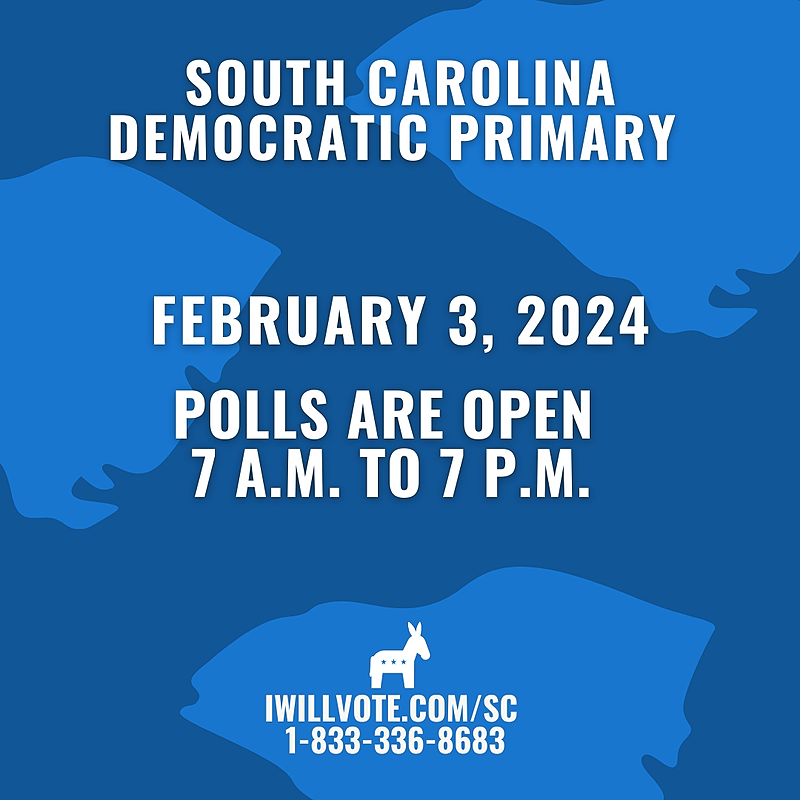 The South Carolina Democratic Primary will take place on 2/3/24. Make your plan to vote at IWillVote.com/SC.