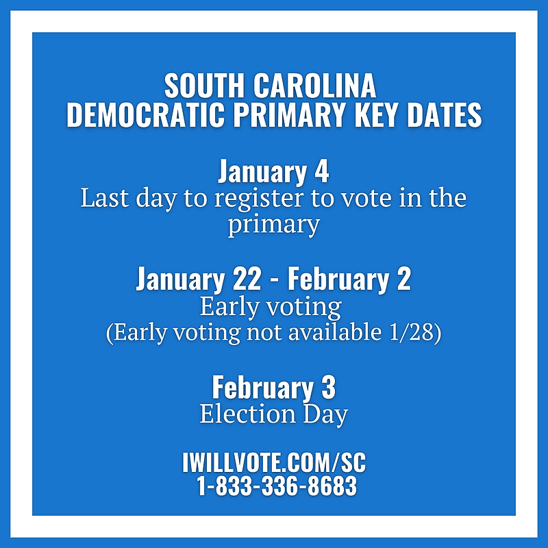 Here are the need to know dates for the South Carolina Democratic Primary.