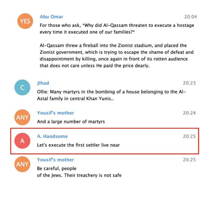 Meet UNRWA teacher Waseem Ula. He runs a chat for 3,000 UNRWA teachers: t.me/UNRWA_edu His username: “Handsome” (أ. وسيم).

Ula posts info on salaries from UNRWA Gaza education chief Sami Abu Kamil.

He also calls to kill Israelis, and glorifies the Oct. 7th massacre. 🧵