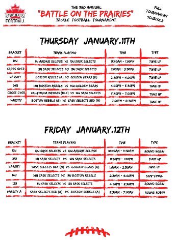 bjizzle56's tweet photo. If you don't have anything to do, come on out to BATTLE ON THE PRAIRIES and check out my 10U @SaskSelectsFB goons... Games start Thursday over in Moose Jaw at Yara Centre... #SaskSelects #football #BattleOnThePrairies https://t.co/7yQyNo2KGk