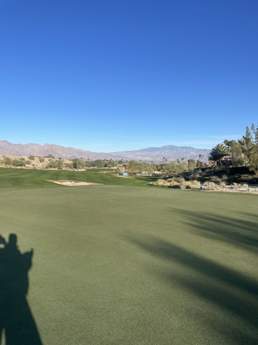 DLatshawTurf's tweet photo. Awesome but chilly morning spent with Willie Lopez at Rams Hill. Was extremely impressed with how well TifTuf is maintaining its color with such low temps as well as how pure non overseeded Mini Verde greens roll. Some great trends to save water. https://t.co/S5dQA8LU2j