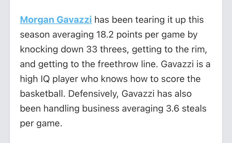 Jessica Spencer-Gardner (@coachjessicasg) on Twitter photo College Coaches uncommitted senior guard <a href="/MorganGavazzi/">Morgan Gavazzi</a> is having a GREAT season, 18.5ppg, playing GOOD competition. Playmaker who is reading the game at a high level. 3.6 steals pg, 33% from 3, 86% FT, and most of all helps us WIN! Top Performer article: prepgirlshoops.com/2024/01/prospe⦠College Coaches uncommitted senior guard <a href="/MorganGavazzi/">Morgan Gavazzi</a> is having a GREAT season, 18.5ppg, playing GOOD competition. Playmaker who is reading the game at a high level. 3.6 steals pg, 33% from 3, 86% FT, and most of all helps us WIN! Top Performer article: prepgirlshoops.com/2024/01/prospeā¦