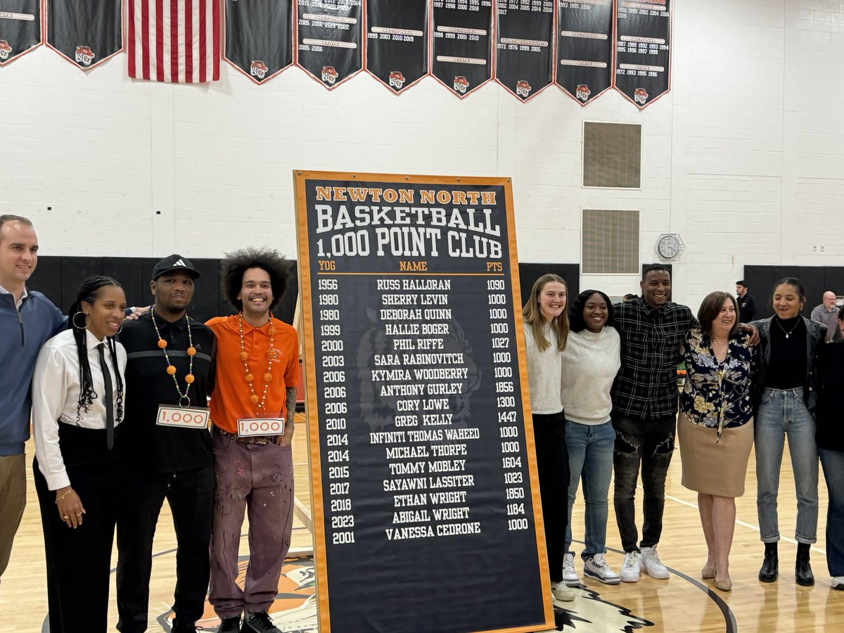NNHSTigers's tweet photo. What a great night to have the legends of Newton North Girls and Boys Basketball back!!  Congrats to the 1000 Point scorers who made it tonight! https://t.co/dRlpZ0toTB