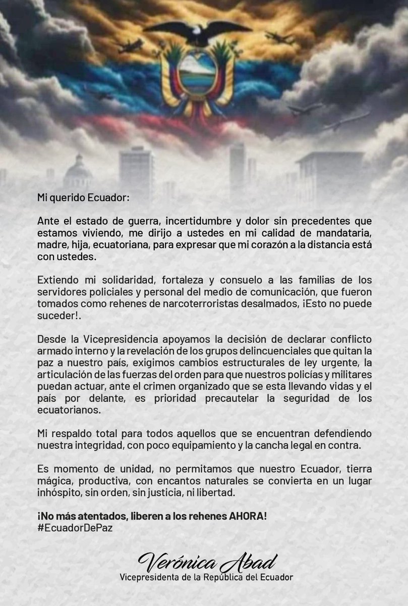 No más un #EcuadorBajoAtaque, luchemos por un  #EcuadorDePaz🕊️