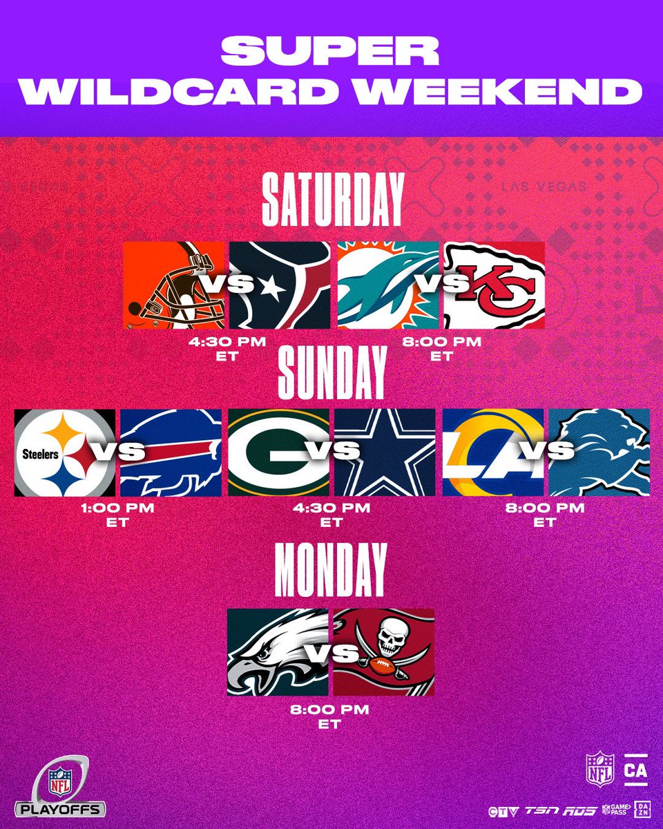 NFLCanada's tweet photo. Ready for a WILD weekend of football 🏈 What game are you most excited for? https://t.co/zU4iENvoUW