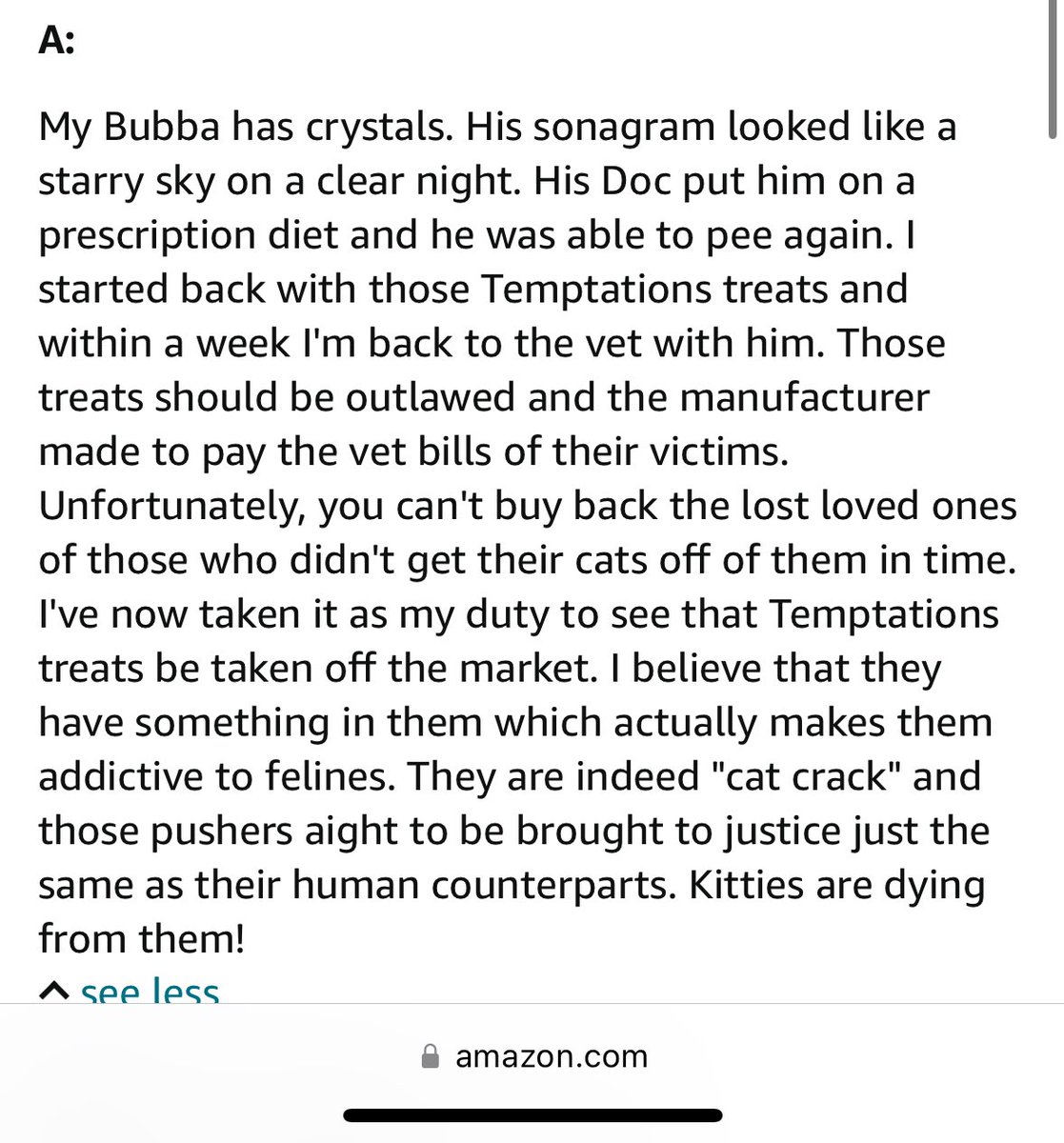 🚨CAT OWNERS!! my cat has been in and out of the vet for weeks now from urinary issues. this time, he had to have a blockage removed and stayed overnight with a catheter. after doing some research, seems like our story isn’t unique…his favorite treats are the crunchy Temptations
