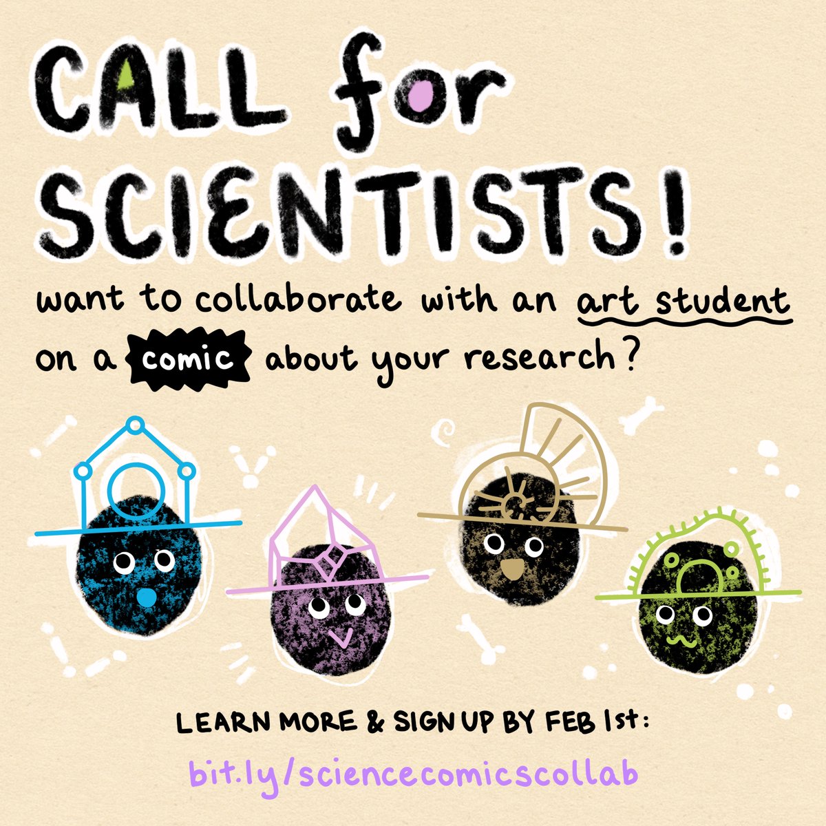 Seeking scientist volunteers! Want to practice science communication and help author a ✨comic✨ about your research? I need collaborators for this spring's cohort of SciComm & Comics art students! Please share widely. #STEMeducation #Science #sciart