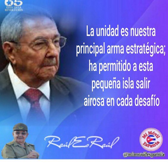 #EstaEsLaRevolucion. Las ideas y el ejemplo de #Fidel y <a href="/RaulCastro_Ruz/">Raul Castro Ruz</a> son nuestra guía. Unidos venceremos las dificultades.