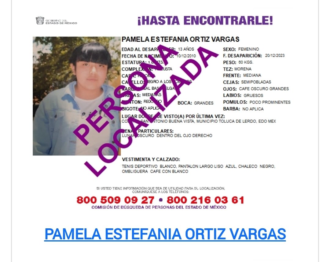 MadSequencers's tweet photo. @QuePocaMadre_Mx Ya fue localizada la niña. https://t.co/dsnJSuI0cu