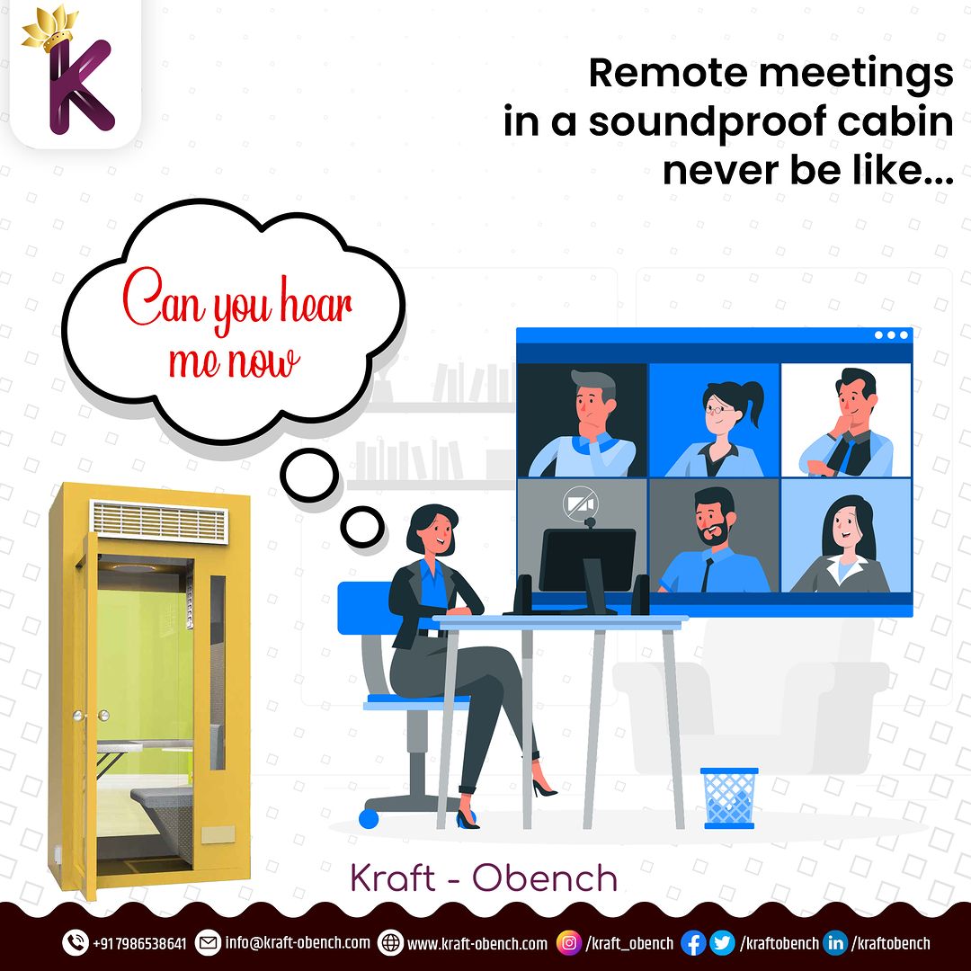 KraftObench's tweet photo. Remote meetings in a soundproof cabin: No more can you hear me now? ๐
Upgrade your virtual calls with our Sound Insulated Cabins!
Say goodbye to interruptions and hello to crystal-clear communication. #workpod #kraftobench #officespace https://t.co/7wyIDKxGBQ