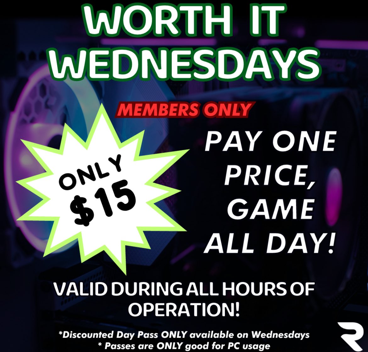 ReflexionOFC's tweet photo. Worth it Wednesday
MEMBERS ONLY!!!
Pay 15$ and game all day
-Tags-
#weeklydeals #weeklydeal #weekdaydeals #dealsdealsdeals #dealsandsteals #reflexionofc #reflexiongaming #gamingcafe #internetcafe #gaming #videogames #videogame #videogaming #gamingcommunity #gamer #gamersetup https://t.co/KXq6vXPMEx