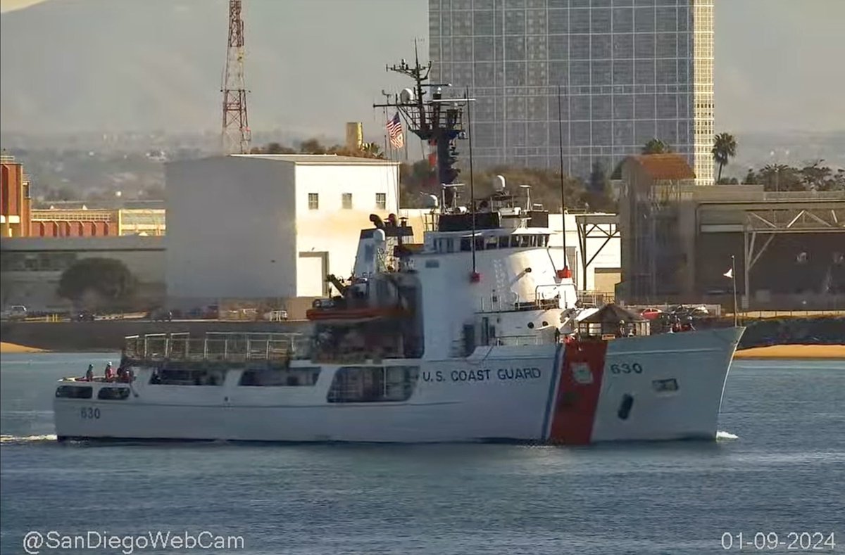 WarshipCam's tweet photo. USCGC Alert (WMEC-630) Reliance-class medium endurance cutter leaving San Diego - January 9, 2024 #uscgcalert #wmec630
SRC: webcam https://t.co/C8rTIoI8Ot