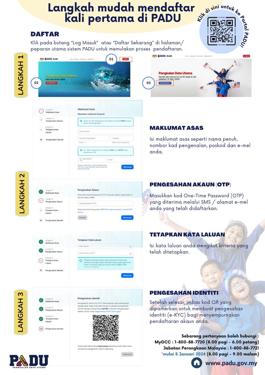 JPenerangan's tweet photo. Berikut merupakan langkah mudah mendaftar kali pertama di PADU. 

Pendaftaran boleh dibuat di https://t.co/6SdSLPBdks

#PADUSejahtera
#MalaysiaPADU
#MalaysiaMADANI
#JabatanPenerangan https://t.co/51WMlZ3LVO