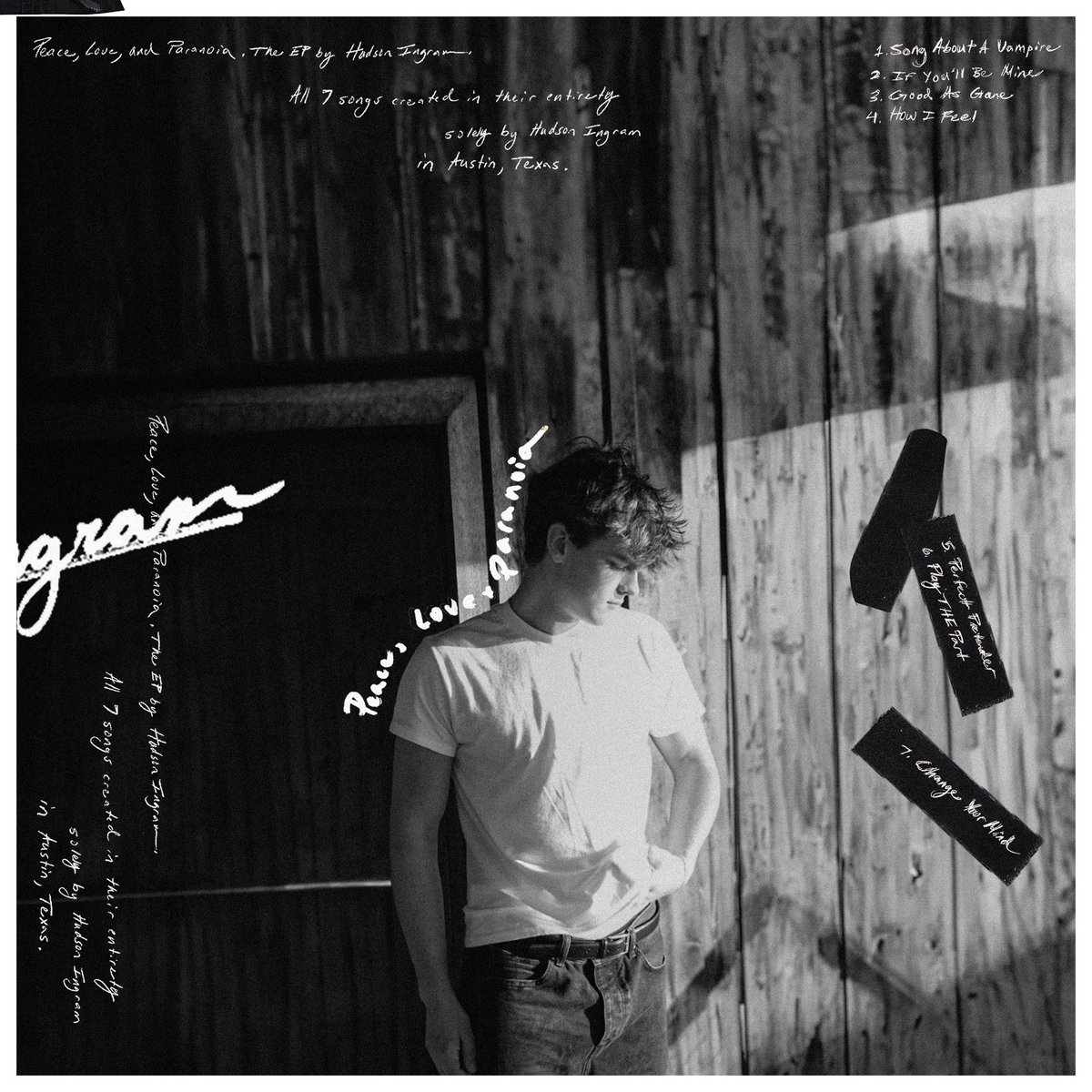 Hudson_Ingram6's tweet photo. Peace Love And Paranoia. The debut EP. Available everywhere January 26th. Entirely self written, recorded, and produced in Austin Texas. Pre save NOW from the link in my bio :) https://t.co/m2Jmz17iKI