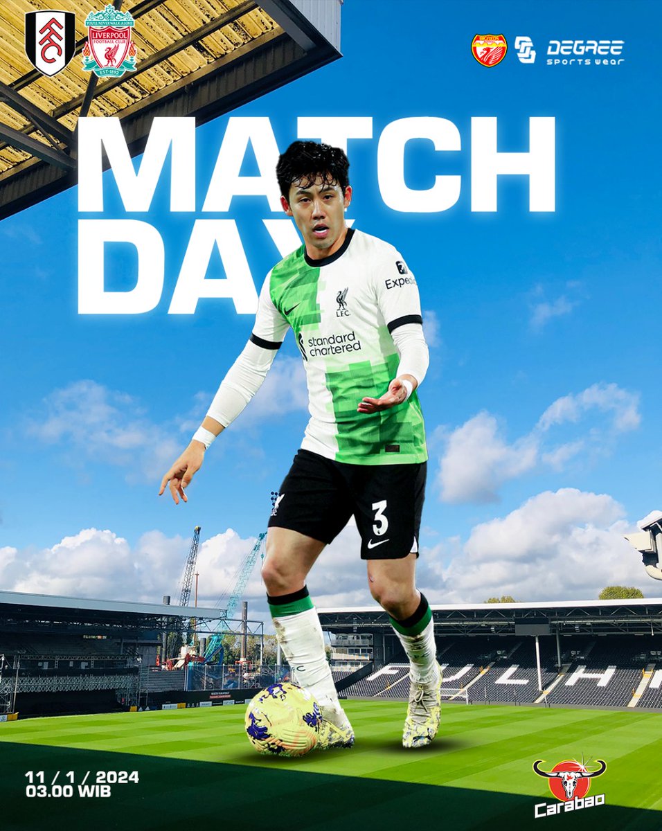 BIGREDS_Bandung's tweet photo. #MATCHDAY | Leg 1 semifinal Carabao Cup
โฝ๏ธ Liverpool vs Fulham
๐ Kamis, 11 Januari 2024
โฐ 03.00 WIB
๐ Anfield Stadium
๐ก Mola
โโโ
โซ๏ธ degree_indo adalah apparel olahraga yang resmi bekerjasama dengan @bigreds_bandung tahun 2023/2024
.
#wemakesomethingdifferent
#degree https://t.co/YjIIwh3iPd