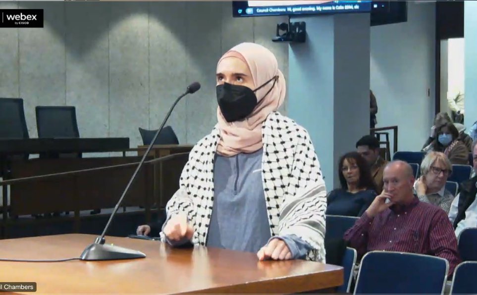 moll_aj's tweet photo. Kaitlyn Asalem says she’s a Palestinian American and wants a ceasefire.
I haven’t seen this many mask wearers in chambers since 2021.
#Stlccm https://t.co/cyOxC74Op1