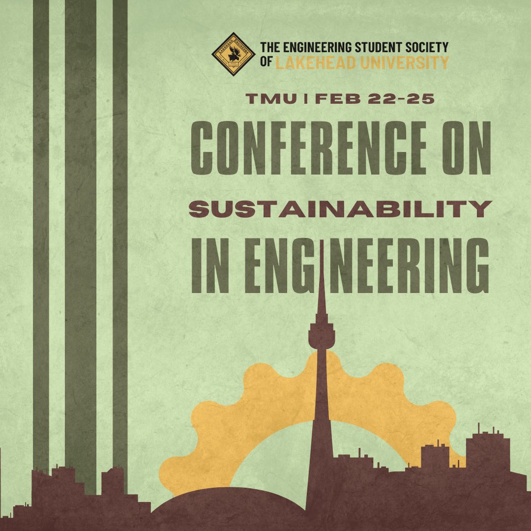 LakeheadESS's tweet photo. Apply now to attend the Conference on Sustainability in Engineering! 🎉 Hosted at TMU from Feb. 22-25, CSE offers a chance to discuss sustainable practices in engineering. 🌍️

The ESS provides a $300 stipend towards travel, room, and food. 

Apply by Jan 16th in our bio! ⏰️ https://t.co/dHcIMCXOiZ