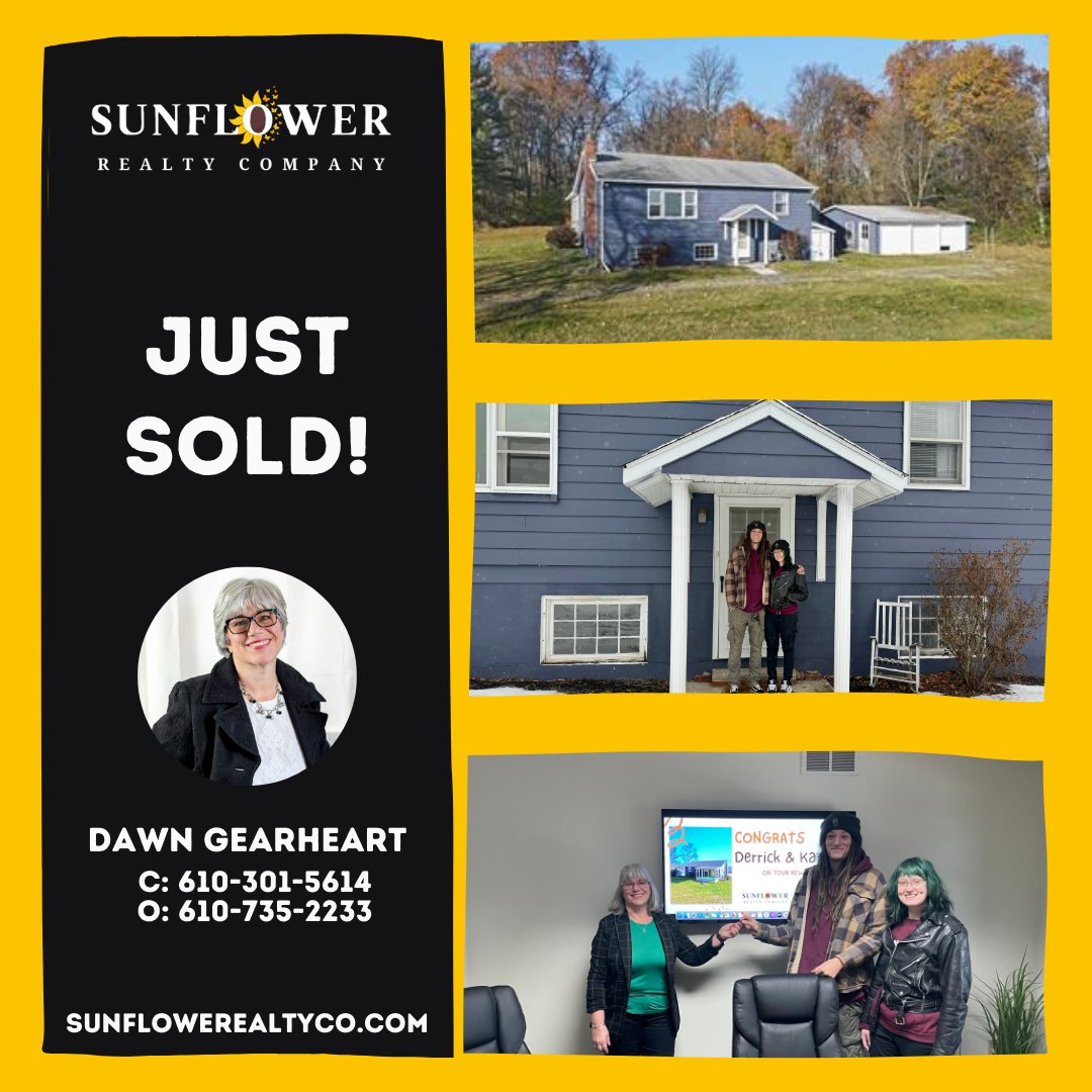 Dawn is at it again making home ownership dreams come true.
 Congrats to her clients on the purchase of their first home!  Wishing you endless joy and new beginnings in your next chapter.

#SunflowerRealtyCompany #JustSold #RealEstateSuccess #HappyHomeowners #NewBeginnings