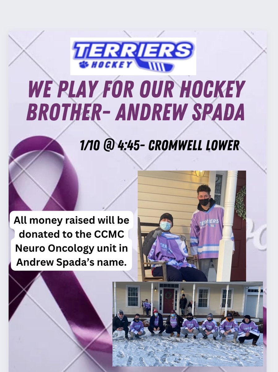 mad_mavV's tweet photo. Our 3rd annual cancer charity game. We play in memory of three RHHS students gone too soon
Andrew Spada our hockey brother. Matthew Molloy
Michael Walling. Donations to CCMC Neuroncology in Andrew Spada's name. 
@ctchildrens 
@CTHSHockeyDB @CTHKReportChris @CTHSHockey https://t.co/PuJhYs4F8d