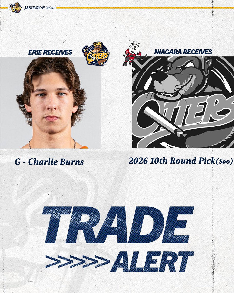 We’ve acquired goaltender Charlie Burns from Niagara for a 2026 10th Round Pick!

📰: chl.ca/ohl-otters/art…