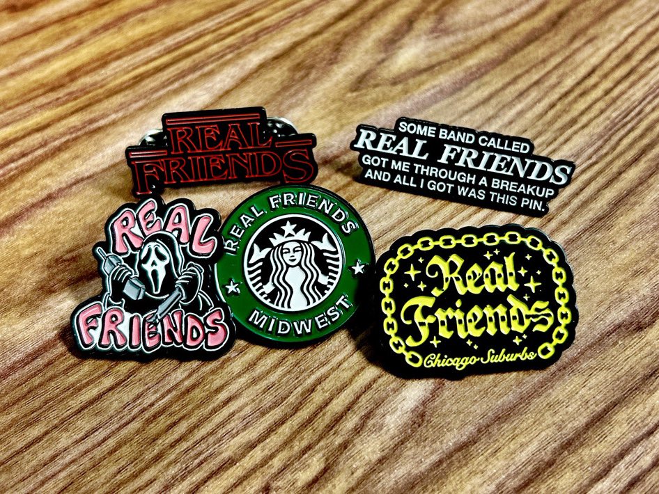 leftover tour merch is now up. free enamel pin with every order of $20 or more. >>realfriendsmerch.com