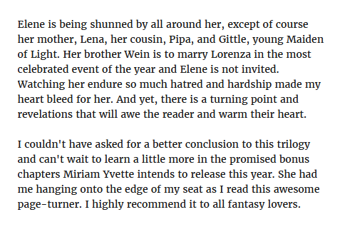 Finished reading this grand finale to an unforgettable epic trilogy and I loved it. Miriam Yvette really knows how to put her reader on the edge of their seat and leave their head reeling with her twists and turns! <a href="/mymiriamyvette/">Miriam Yvette - Happy New Year!</a> #books #readers #booklovers #mustread #BookReview