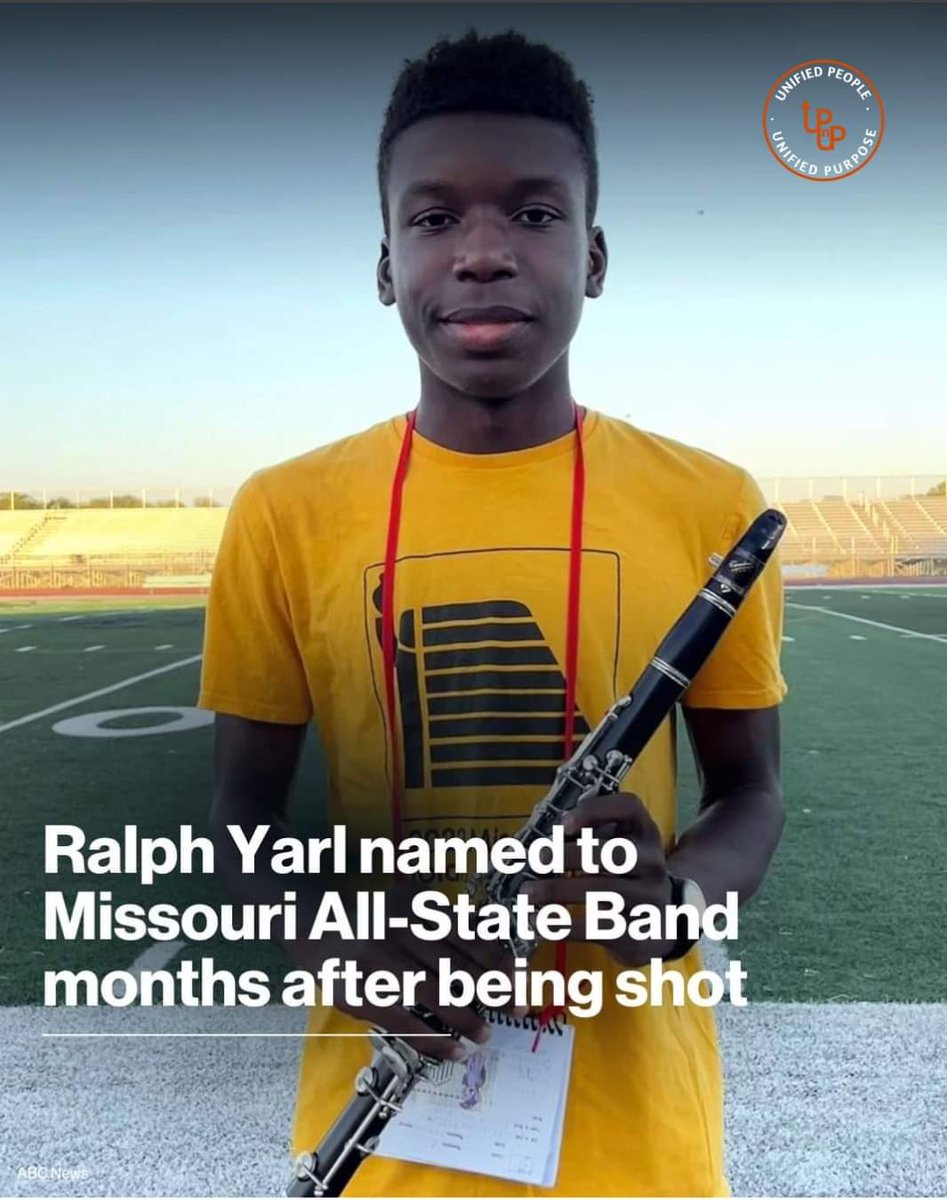 UpnUpMovement's tweet photo. Ralph Yarl has received the special distinction of being selected to the 2024 Missouri All-State Band less than a year after he was shot after mistakenly going to the wrong house.

The 17-year-old will perform at the Missouri Music Educators Association annual conference. https://t.co/2JmCgLN1eA