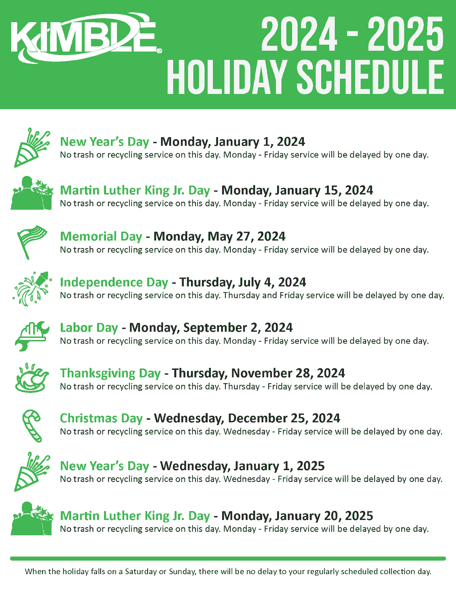 Kimble Holiday Schedule 2025 Calendar Etty Olympe