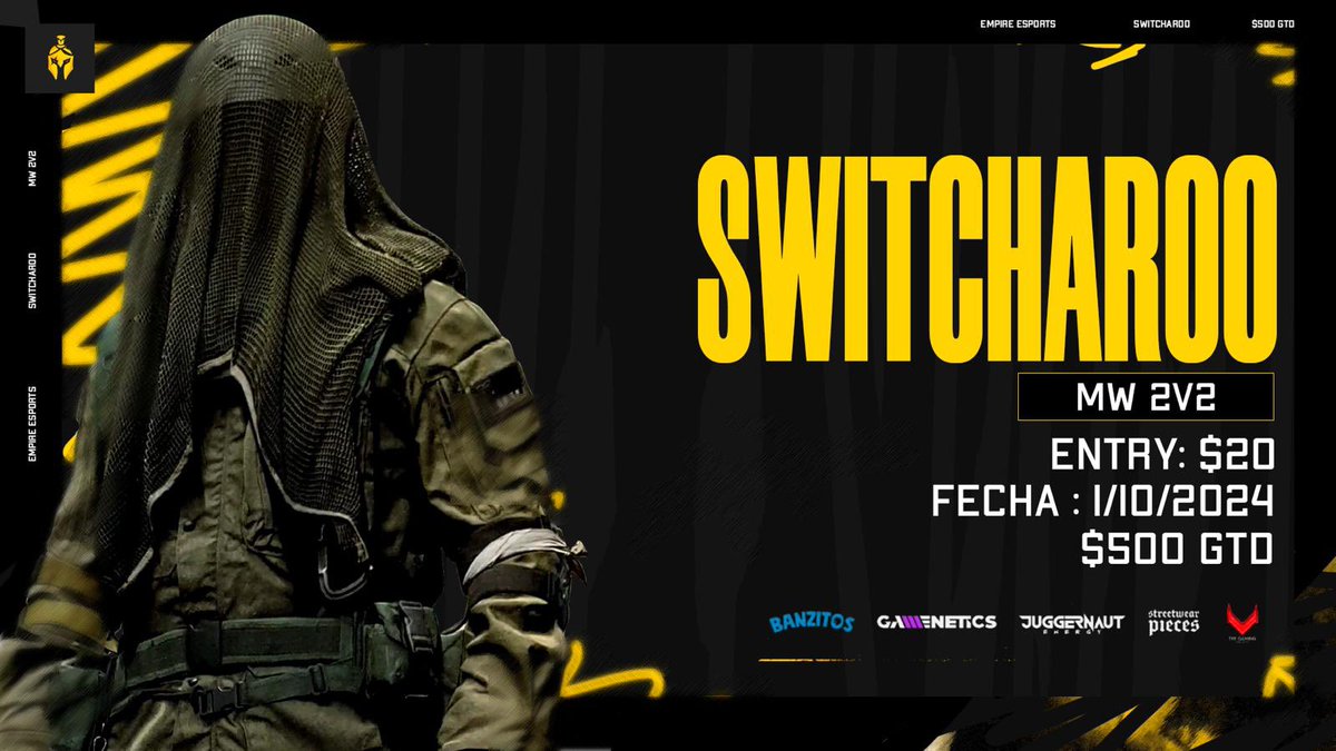 Magnético (@magnetiic_) on Twitter photo ⚔️ <a href="/empire_esportsx/">Empire Esports by G-Site</a> 2v2 Switcharoo ⚔️
$500USD GTD
🗓️WEDNESDAY 10 7:00 PM CDMX
💰$500 USD GTD
🌎NA ONLY
🎡ALL SKILLS
💲20USD** read bellow please.
✅SPOT ONLY IF U FOLLOW ⚔️ <a href="/empire_esportsx/">Empire Esports by G-Site</a> 2v2 Switcharoo ⚔️
$500USD GTD
🗓️WEDNESDAY 10 7:00 PM CDMX
💰$500 USD GTD
🌎NA ONLY
🎡ALL SKILLS
💲20USD** read bellow please.
✅SPOT ONLY IF U FOLLOW
