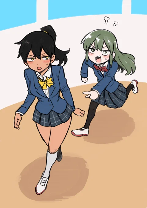 下描きしないでらくがきしてたらあまりにもスカートが短くなったので双葉に注意してもらいました 