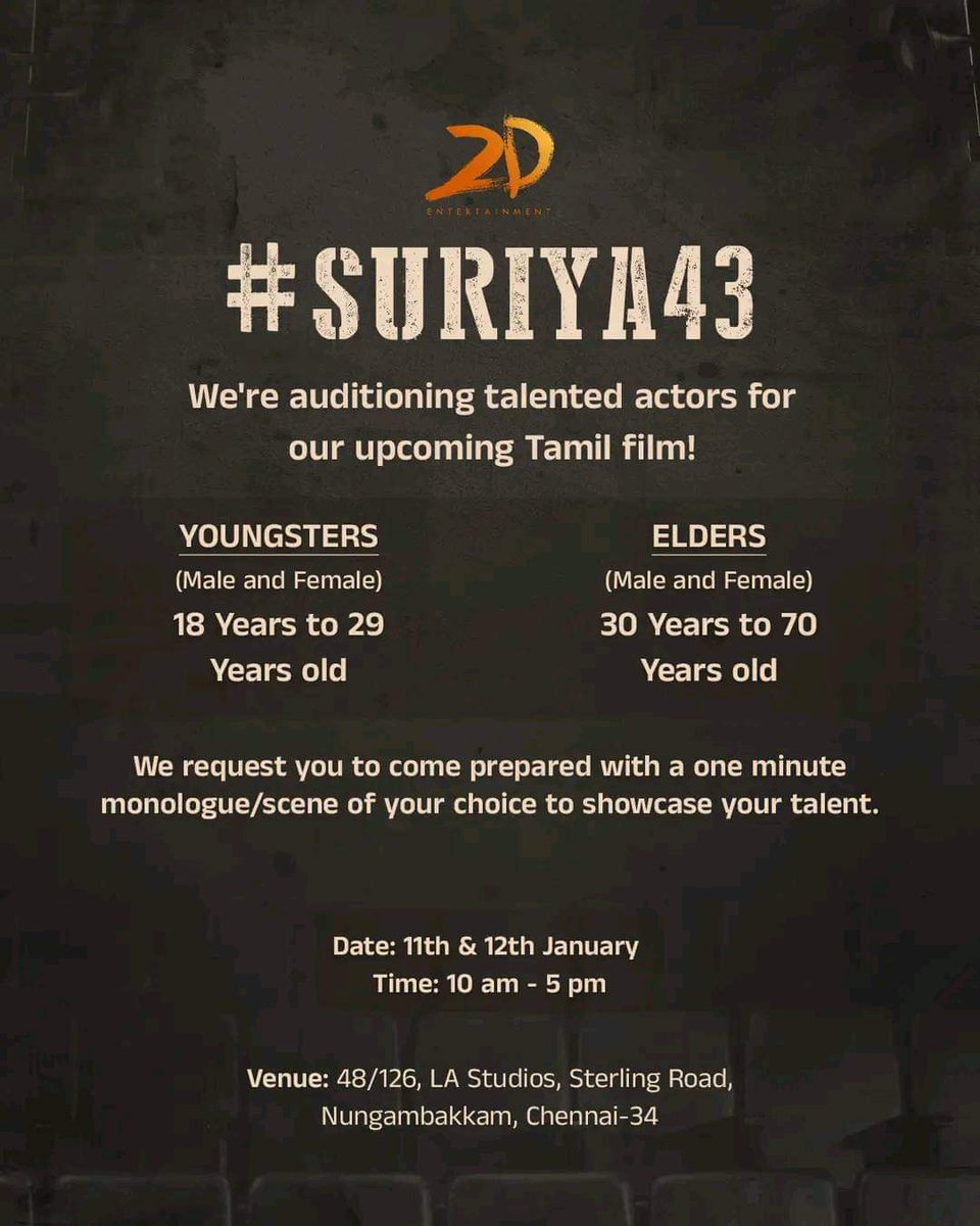 #castingcall #cast #suriya #suriya43 #audition #tamil #model #actor #actress #chennaimodels #tamil #peacker #peackermedia #peackerstudio