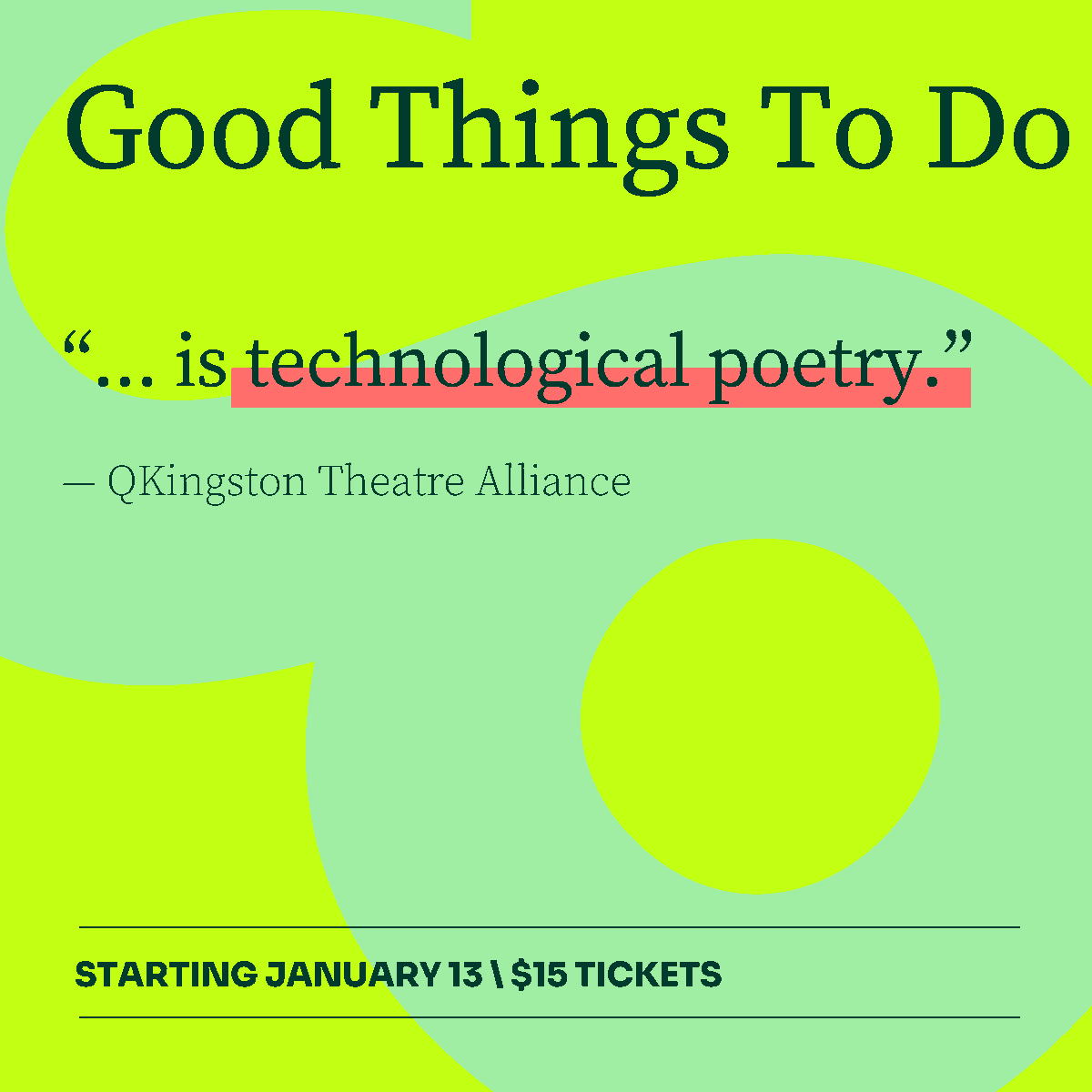 Good Things To Do opens this Saturday! 

Get your tickets at Imago Theatre (Montreal - EST time): shorturl.at/lwCJL
