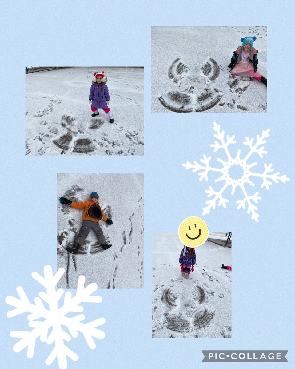 We were lucky to get a few snow angels in before the rain. #OutdoorExploration ⁦@PortWellerPS⁩