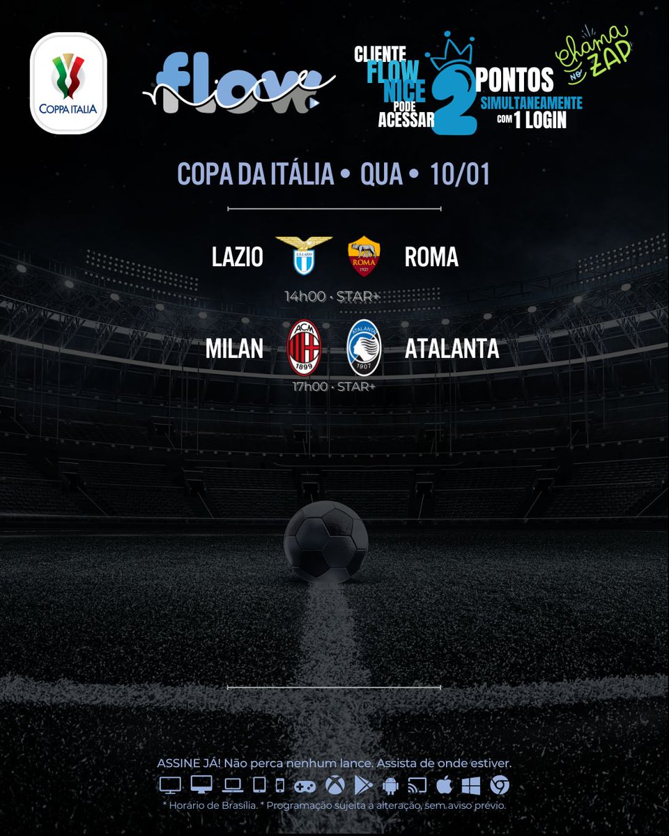 sofatvepipoca's tweet photo. ⚽ Programação • Quarta • 10/01
🏆 Copa da Itália https://t.co/KcocqY8VoT