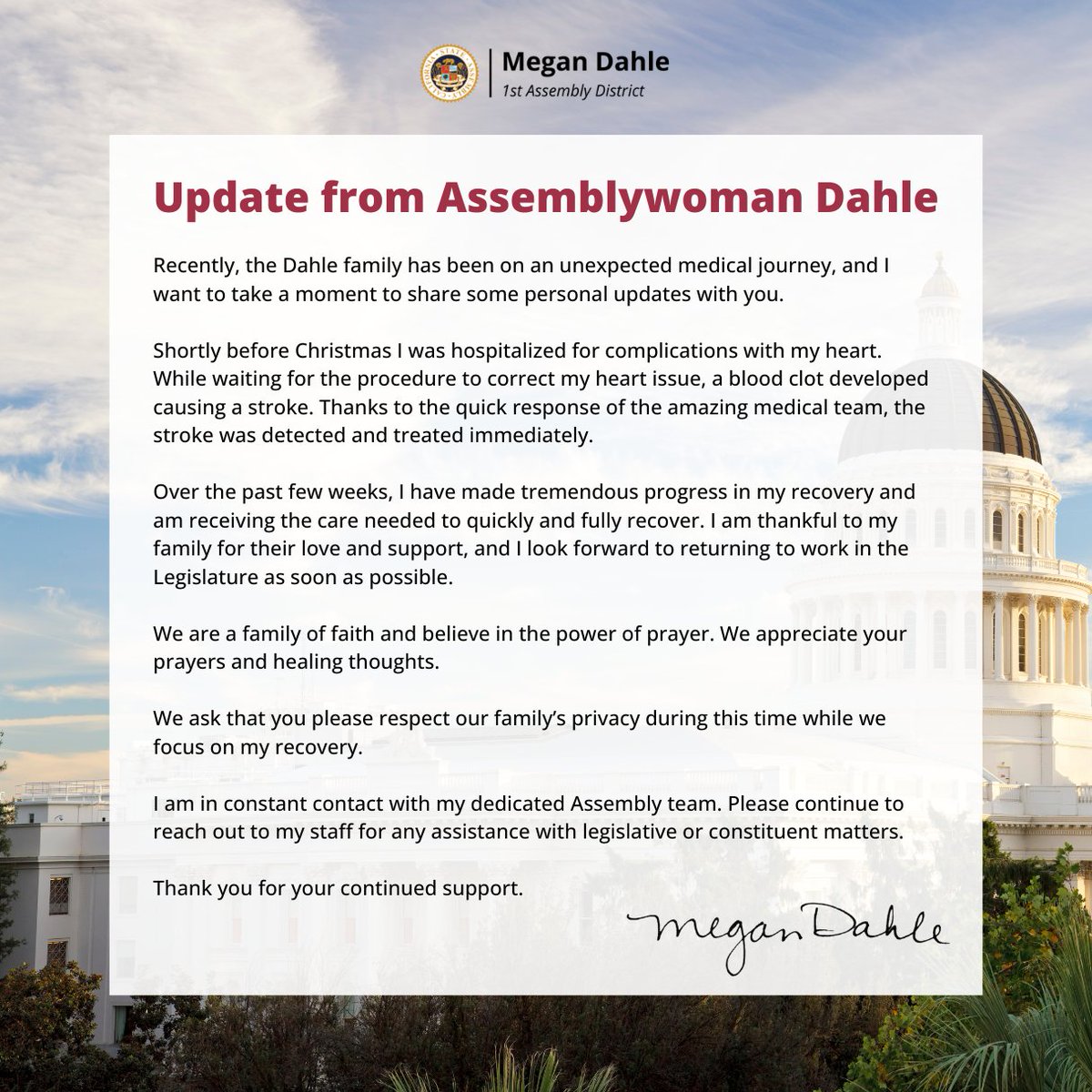 Senator Megan Dahle tweet media