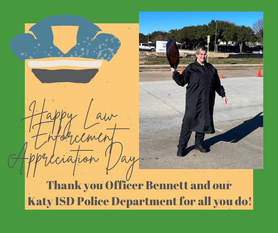 CimarronElem's tweet photo. Happy Law Enforcement Appreciation Day to our very own Officer Bennett and our Katy ISD Police Department! We are so grateful for all you do to keep us safe! ππππ
#cecheetahs #itsalwayssunnyand70atcimarron #readyforthenextphase #newmoonisrising
#katyisd https://t.co/u1g1XhIEAG
