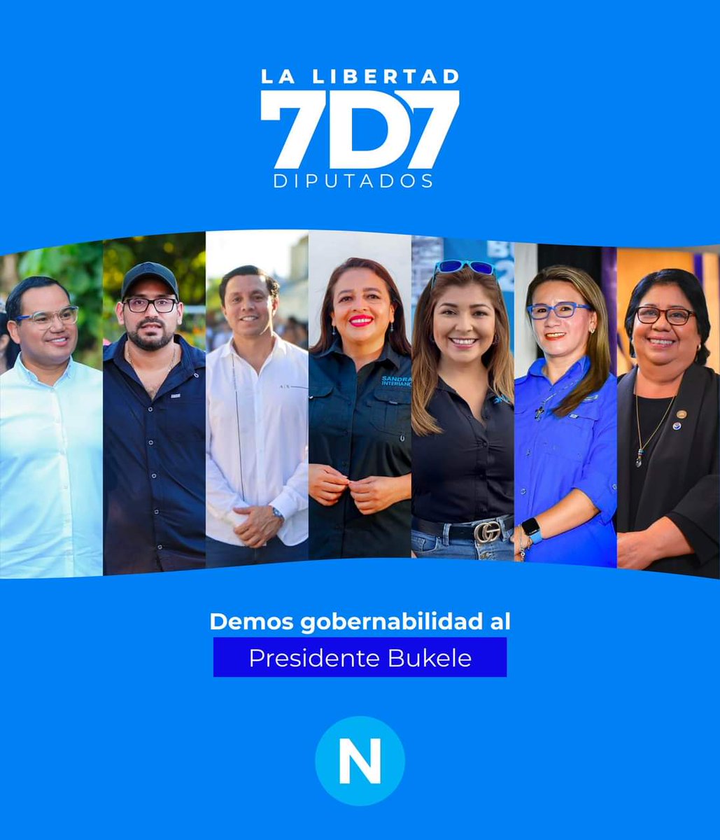 CeciliaGRM's tweet photo. En #LaLibertad necesitamos #7d7 diputados para darle gobernabilidad a nuestro Presidente @nayibbukele.
Este 4 de febrero VOTA por los 7 diputados de @nuevasideas.
1 @WalterAlemanSV
2 @SalvadorChacon_
3 @ricardorivassv
4 @Sandra_Interian
5 @SHARONSALAZAR
6 @NormaLobo_
7 @SandraYaniraSV
#operación2024 #VamosXTodo #departametalll