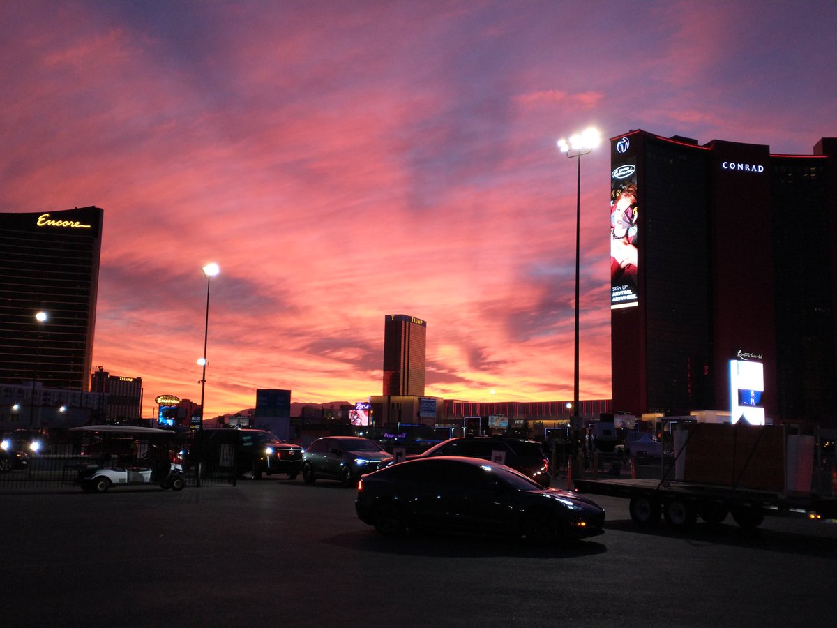 Great day at #CES2024 for the <a href="/TransportTopics/">Transport Topics</a> team! Sunset in Vegas portends more of the same.